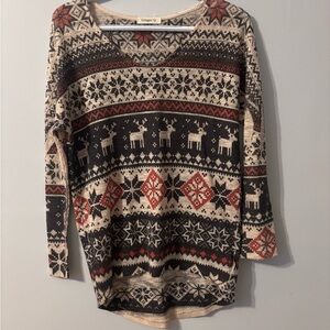 092T Ginger G Women's V-Neck Sweater - Black, Red, and Cream